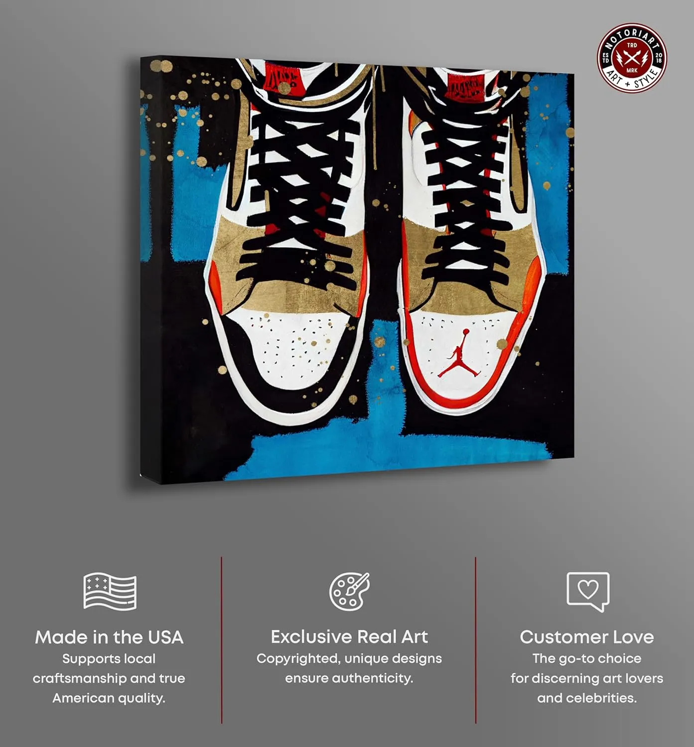 Top Down Sneakers Modern Sneaker Art Prints Canvas Wall Art by Notoriart, Gallery Wrapped, 12"x12"