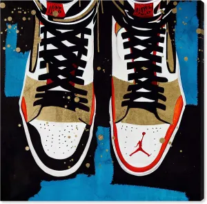 Top Down Sneakers Modern Sneaker Art Prints Canvas Wall Art by Notoriart, Gallery Wrapped, 12"x12"