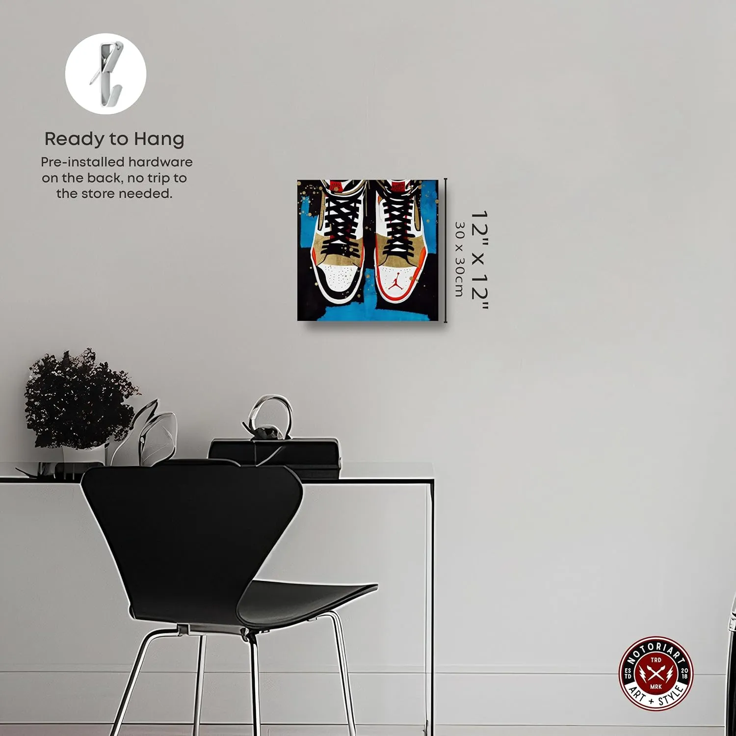 Top Down Sneakers Modern Sneaker Art Prints Canvas Wall Art by Notoriart, Gallery Wrapped, 12"x12"