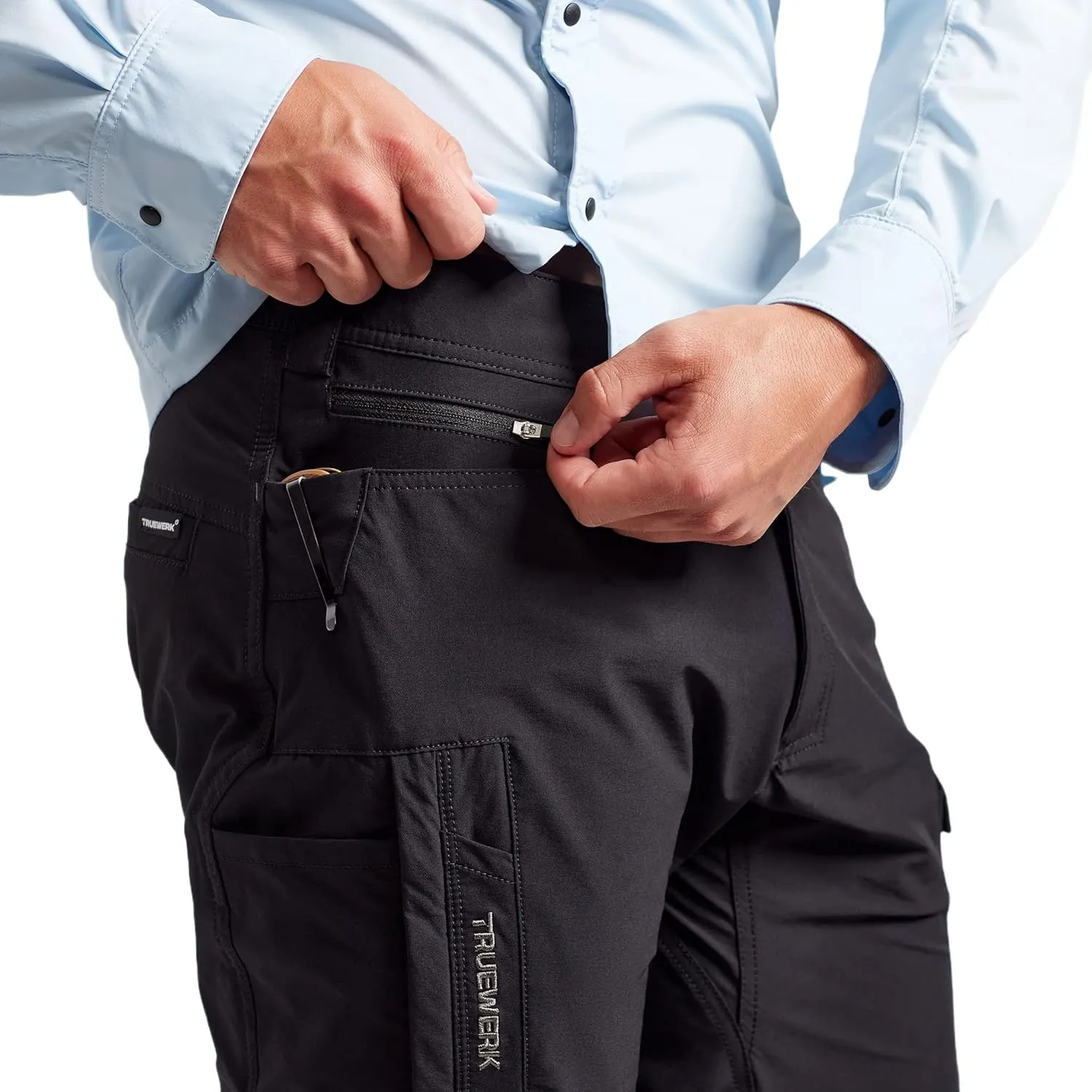 TRUEWERK Men’s Work Pants - T1 WerkPants Relaxed Fit, Lightweight, Moisture Wicking, Tactical Cargo Pants with 4-Way Stretch