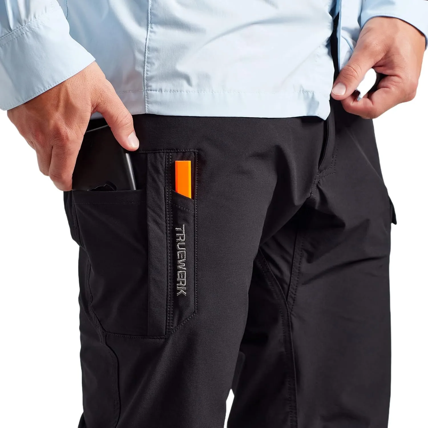 TRUEWERK Men’s Work Pants - T1 WerkPants Relaxed Fit, Lightweight, Moisture Wicking, Tactical Cargo Pants with 4-Way Stretch