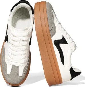 Tscoyuki Platform Women's Fashion Sneakers Casual Spring Shoes Non Slip Lightweight Walking Shoes Lace-Up Thick Sole Chunky Tennis Shoe
