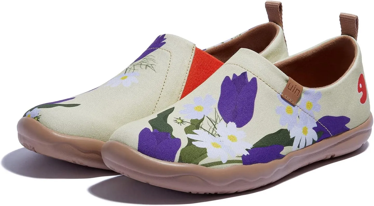 UIN Women's Blossom Slip On Shoes Colorful Comfortable Lightweight Art Travel Sneakers Casual Floral Stylish Everyday Loafers