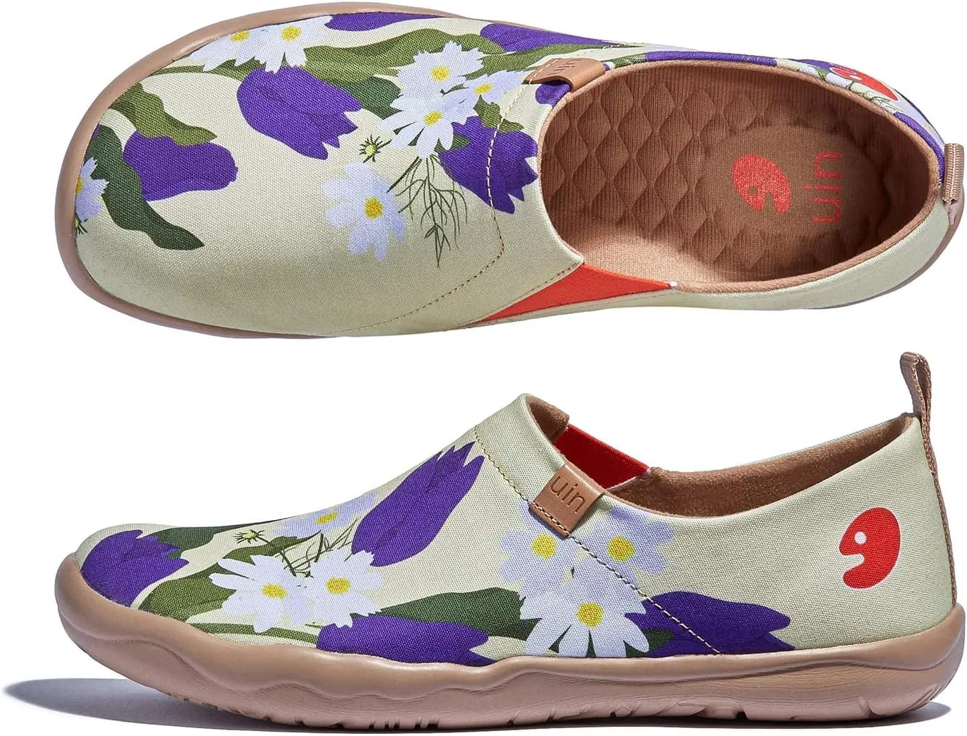 UIN Women's Blossom Slip On Shoes Colorful Comfortable Lightweight Art Travel Sneakers Casual Floral Stylish Everyday Loafers