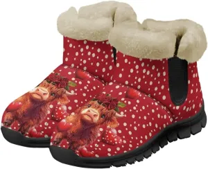 UNICEU Winter Boots for Women Warm Faux Fur Lined Ankle Booties Soft Cozy Fluffy Fuzzy Boots Christmas Snow Boots
