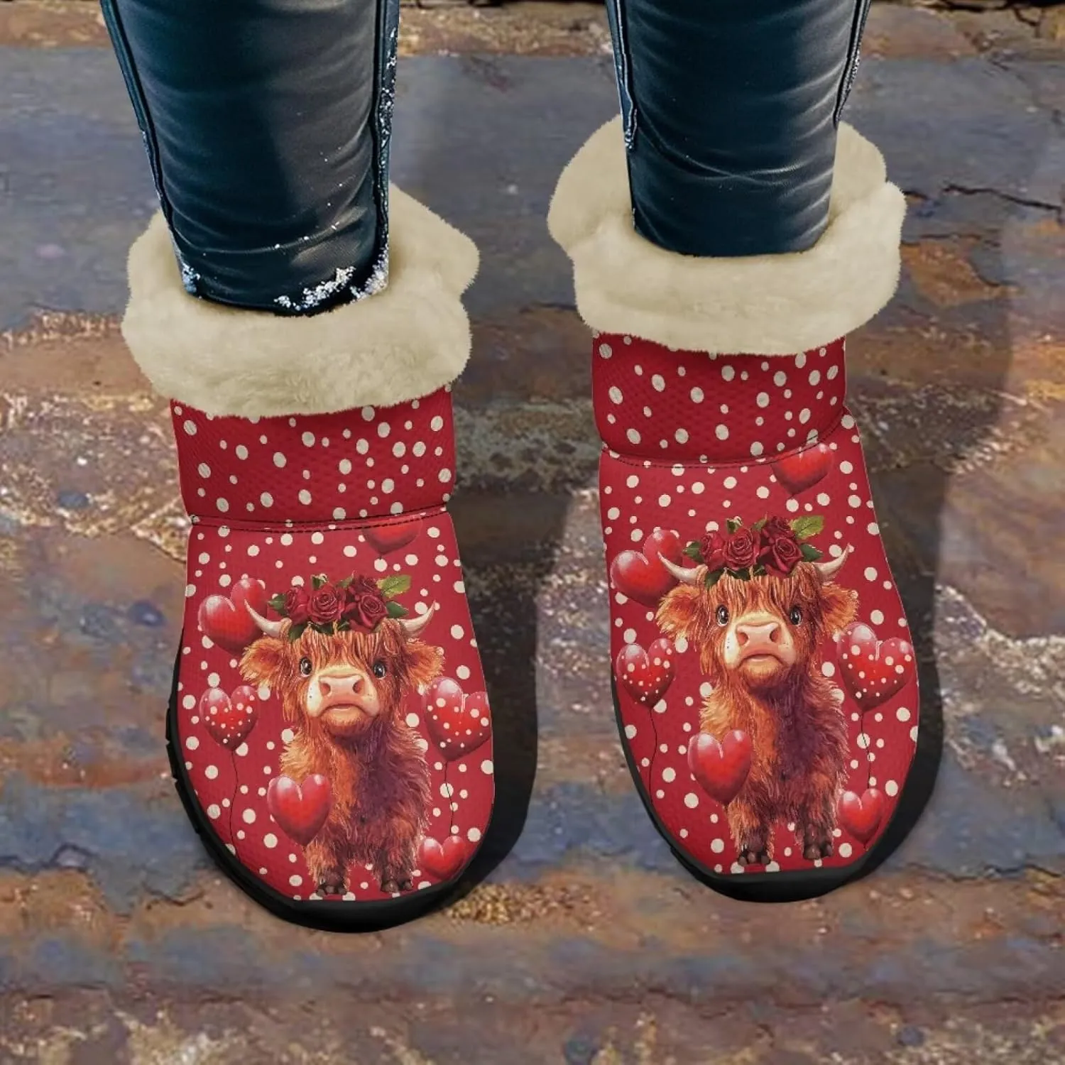 UNICEU Winter Boots for Women Warm Faux Fur Lined Ankle Booties Soft Cozy Fluffy Fuzzy Boots Christmas Snow Boots