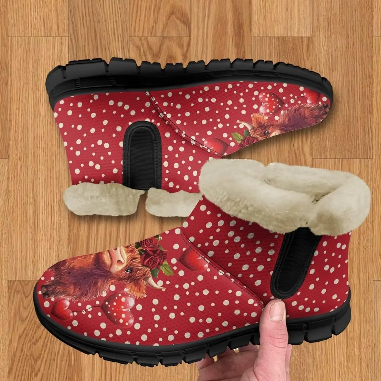 UNICEU Winter Boots for Women Warm Faux Fur Lined Ankle Booties Soft Cozy Fluffy Fuzzy Boots Christmas Snow Boots