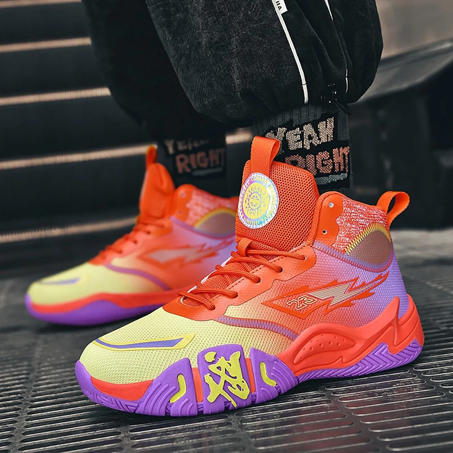 Unisex Basketball Shoes High Cut Breathable Fashionable Non Slip Outdoor Sports Boots