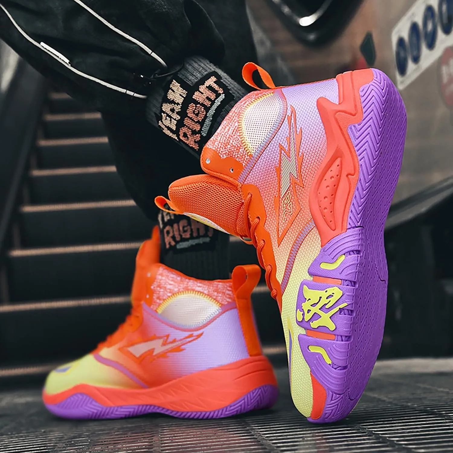 Unisex Basketball Shoes High Cut Breathable Fashionable Non Slip Outdoor Sports Boots