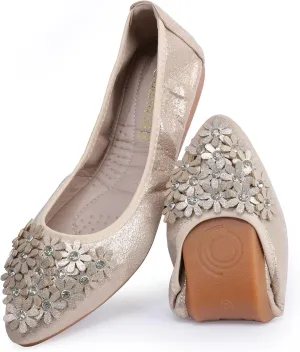 USANDY Women Ballet Flats Rhinestone Wedding Ballerina Shoes Foldable Sparkly Comfort Slip on Flat Shoes