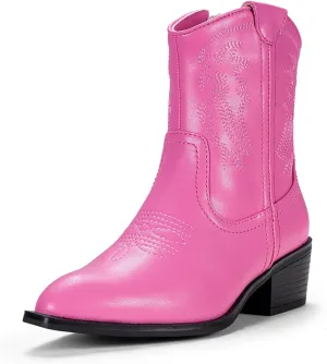 Vepose Women's 9816 Cowboy Boots Ankle Western Short Cowgirl Embroidered Round Toe Low Heel Booties with Side Zipper