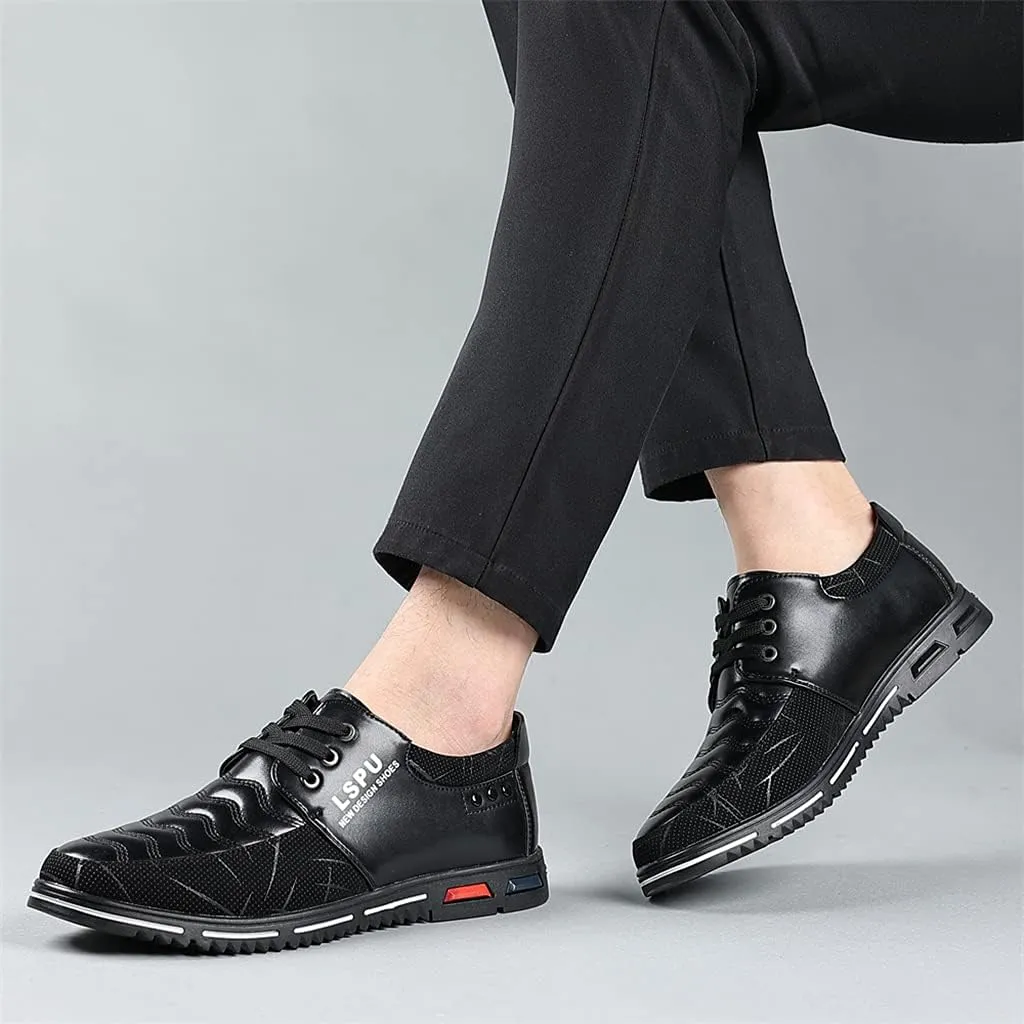 Veslexth Men Casual Business Loafers Lace-up Shoes Breathable Comfort Walking Fashion Driving Luxury Leather for Male Sneakers Work Office Dress Outdoor