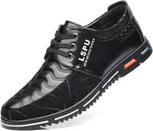 Veslexth Men Casual Business Loafers Lace-up Shoes Breathable Comfort Walking Fashion Driving Luxury Leather for Male Sneakers Work Office Dress Outdoor