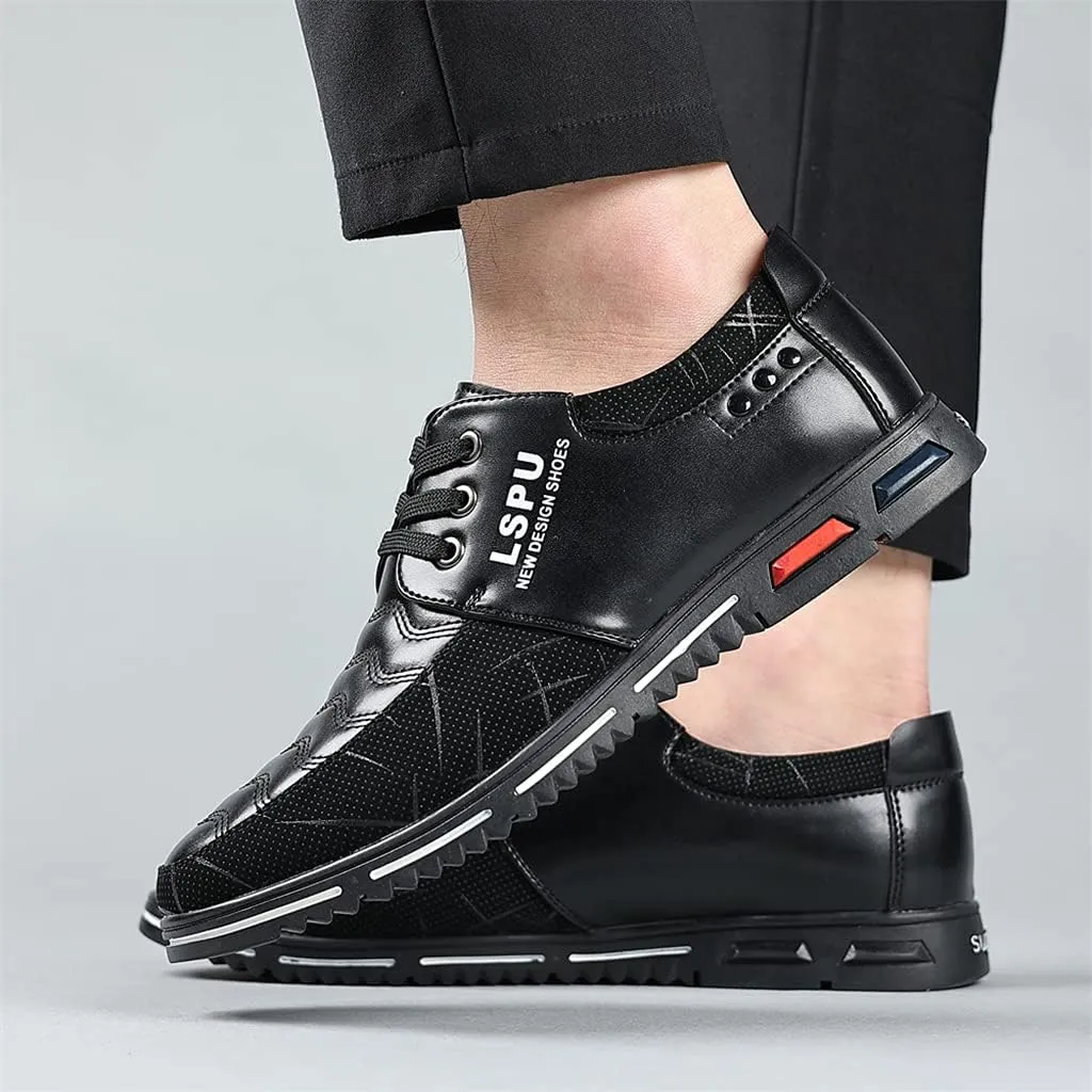 Veslexth Men Casual Business Loafers Lace-up Shoes Breathable Comfort Walking Fashion Driving Luxury Leather for Male Sneakers Work Office Dress Outdoor