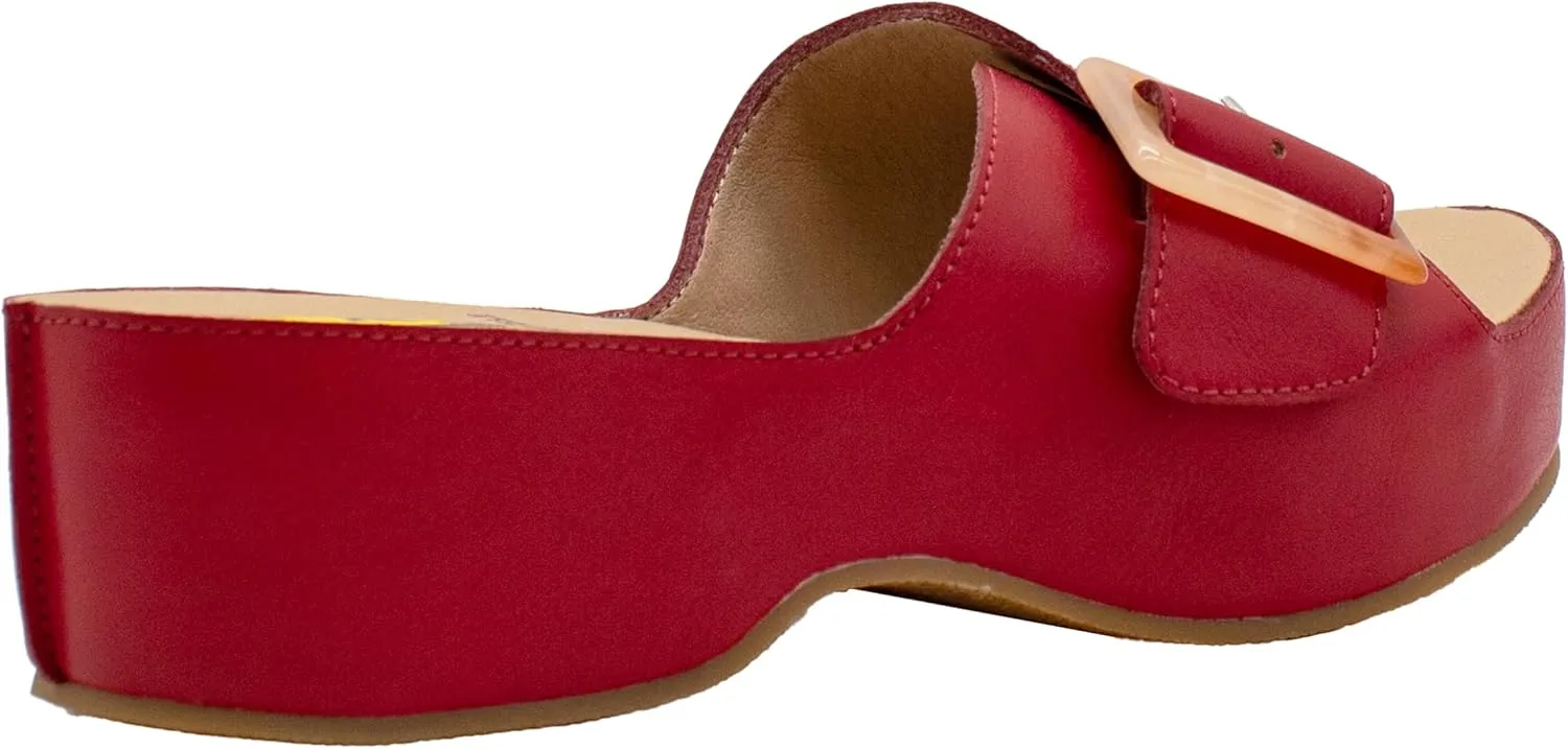 VOLATILE Womens Bertha Platform Slide Casual Sandals Casual Low Heel 1-2" - Red