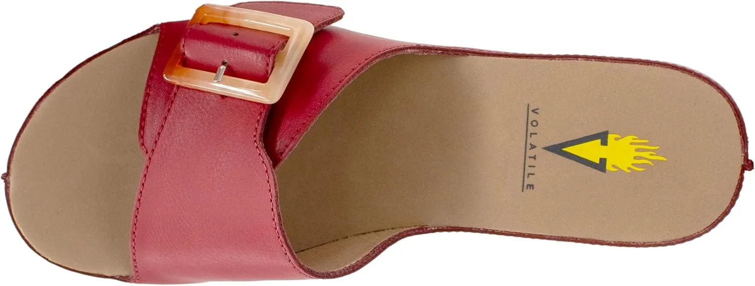 VOLATILE Womens Bertha Platform Slide Casual Sandals Casual Low Heel 1-2" - Red