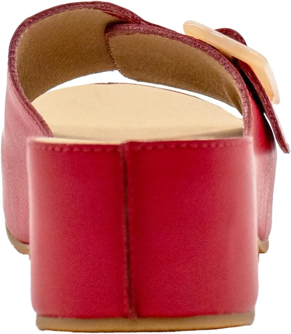 VOLATILE Womens Bertha Platform Slide Casual Sandals Casual Low Heel 1-2" - Red