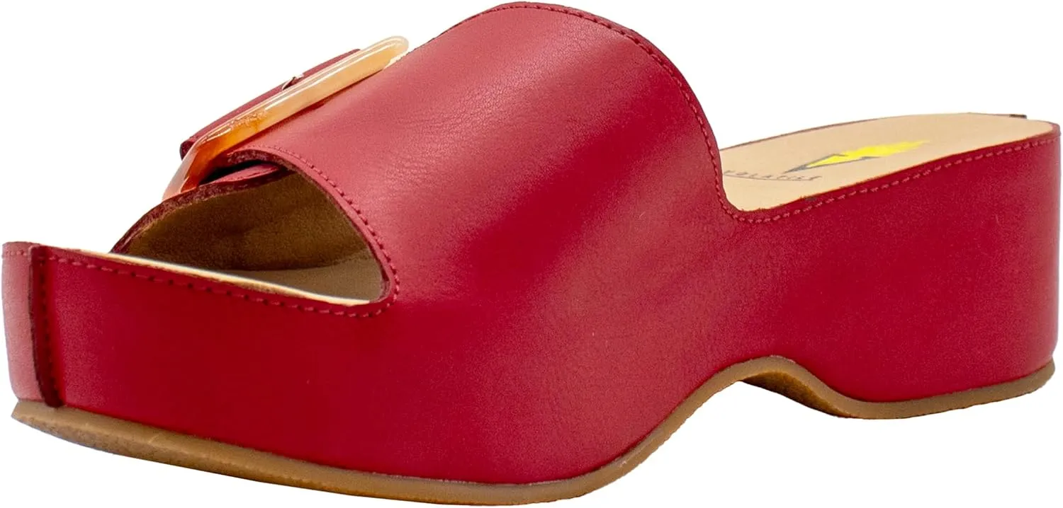 VOLATILE Womens Bertha Platform Slide Casual Sandals Casual Low Heel 1-2" - Red