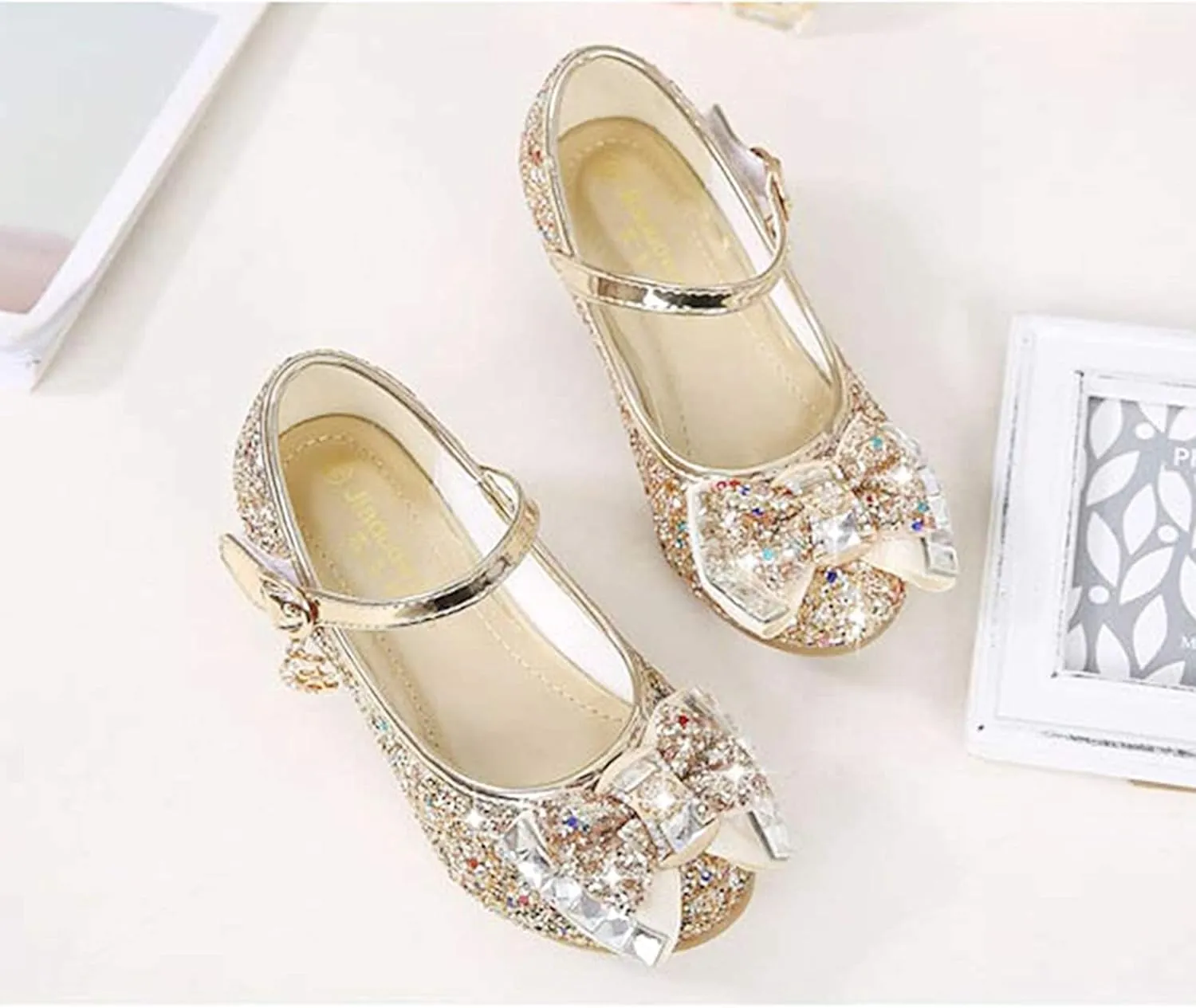 Walofou Flower Girls Wedding Party Heel Princess Shoes Flats for Kid Toddler