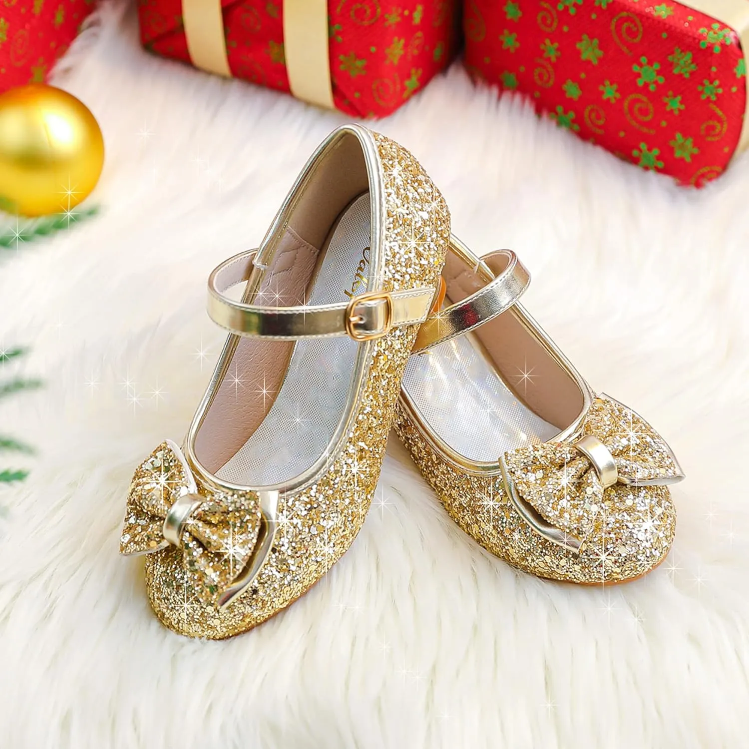 Walofou Flower Girls Wedding Party Heel Princess Shoes Flats for Kid Toddler