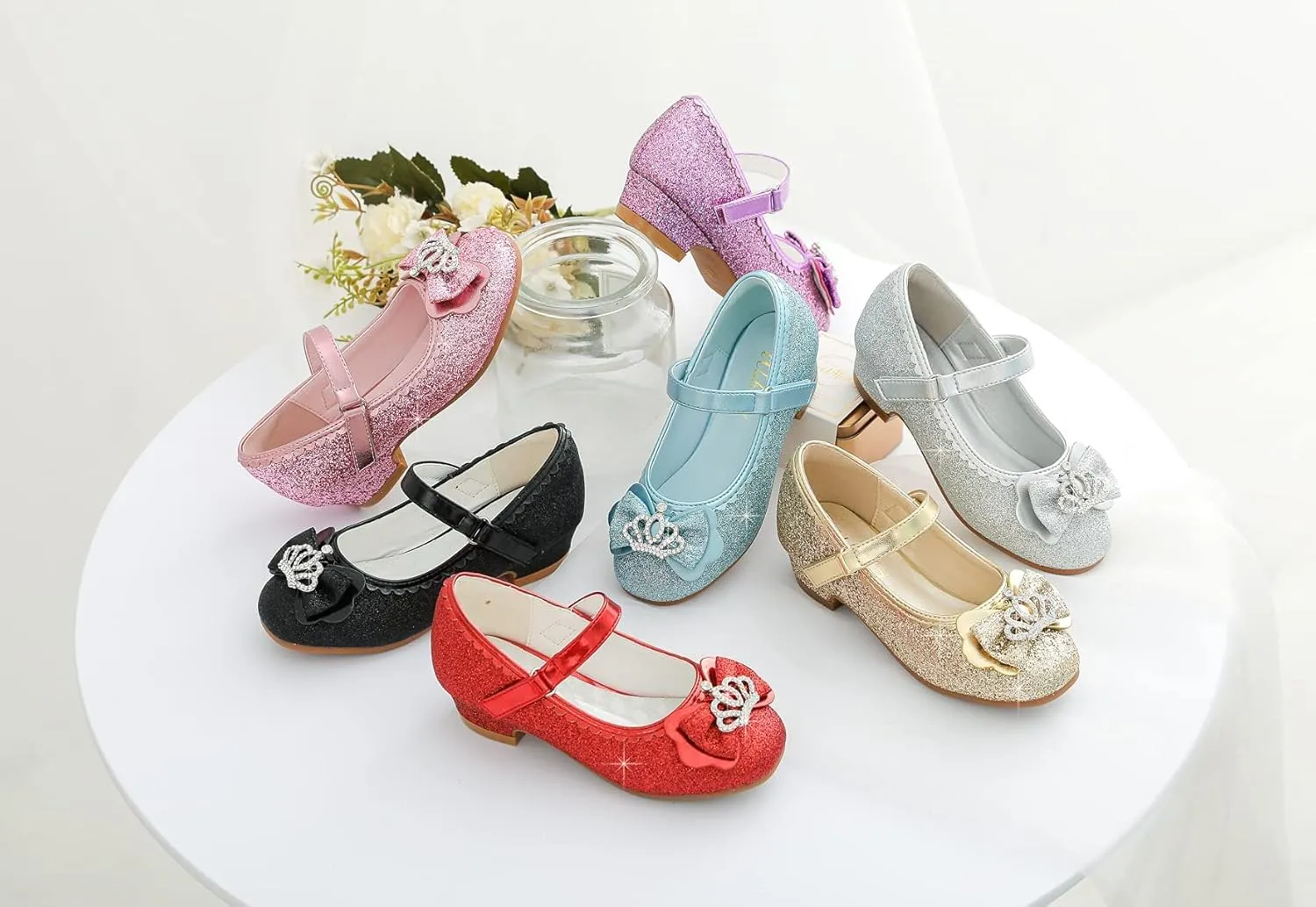 Walofou Flower Girls Wedding Party Heel Princess Shoes Flats for Kid Toddler