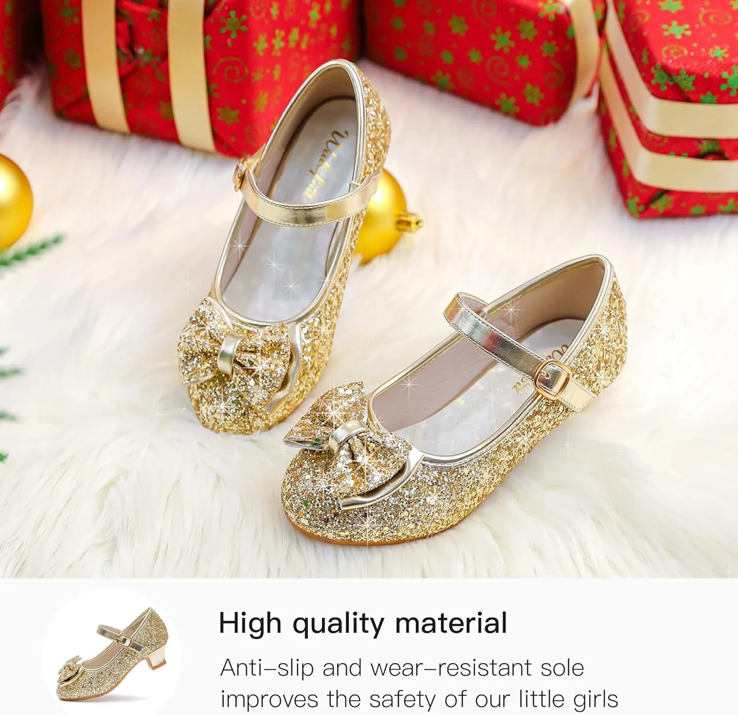 Walofou Flower Girls Wedding Party Heel Princess Shoes Flats for Kid Toddler