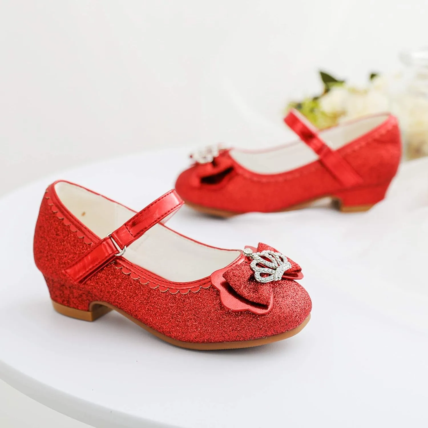 Walofou Flower Girls Wedding Party Heel Princess Shoes Flats for Kid Toddler