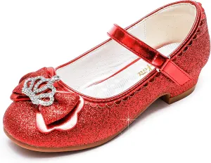 Walofou Flower Girls Wedding Party Heel Princess Shoes Flats for Kid Toddler