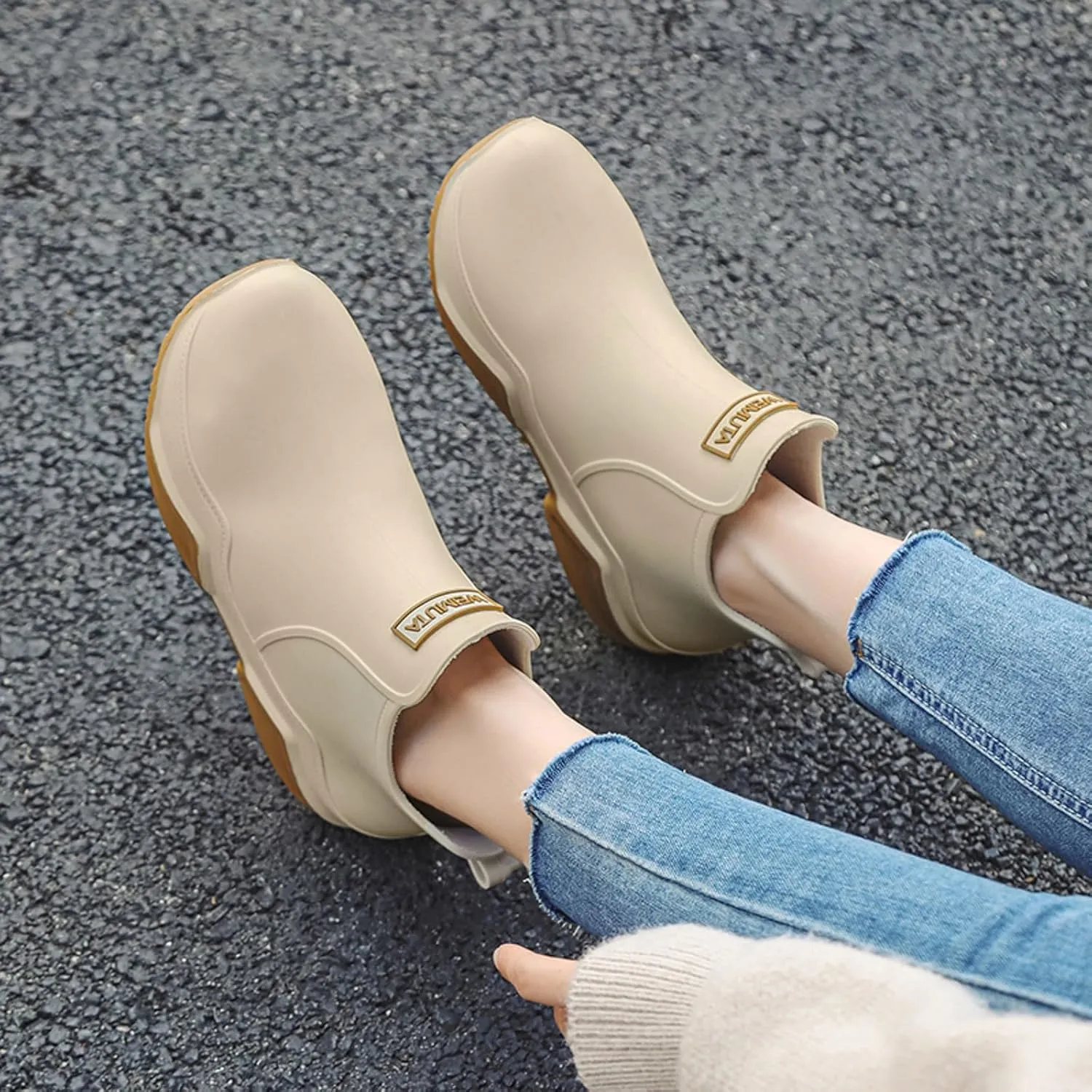 Waterproof Non-Slip Rain Boots for Outdoor, Man Women's Short Rain Boots Anti-Slipping Rainboots for Ladies Lightweight Stylish Ankle Rain Shoes Outdoor Work Booties