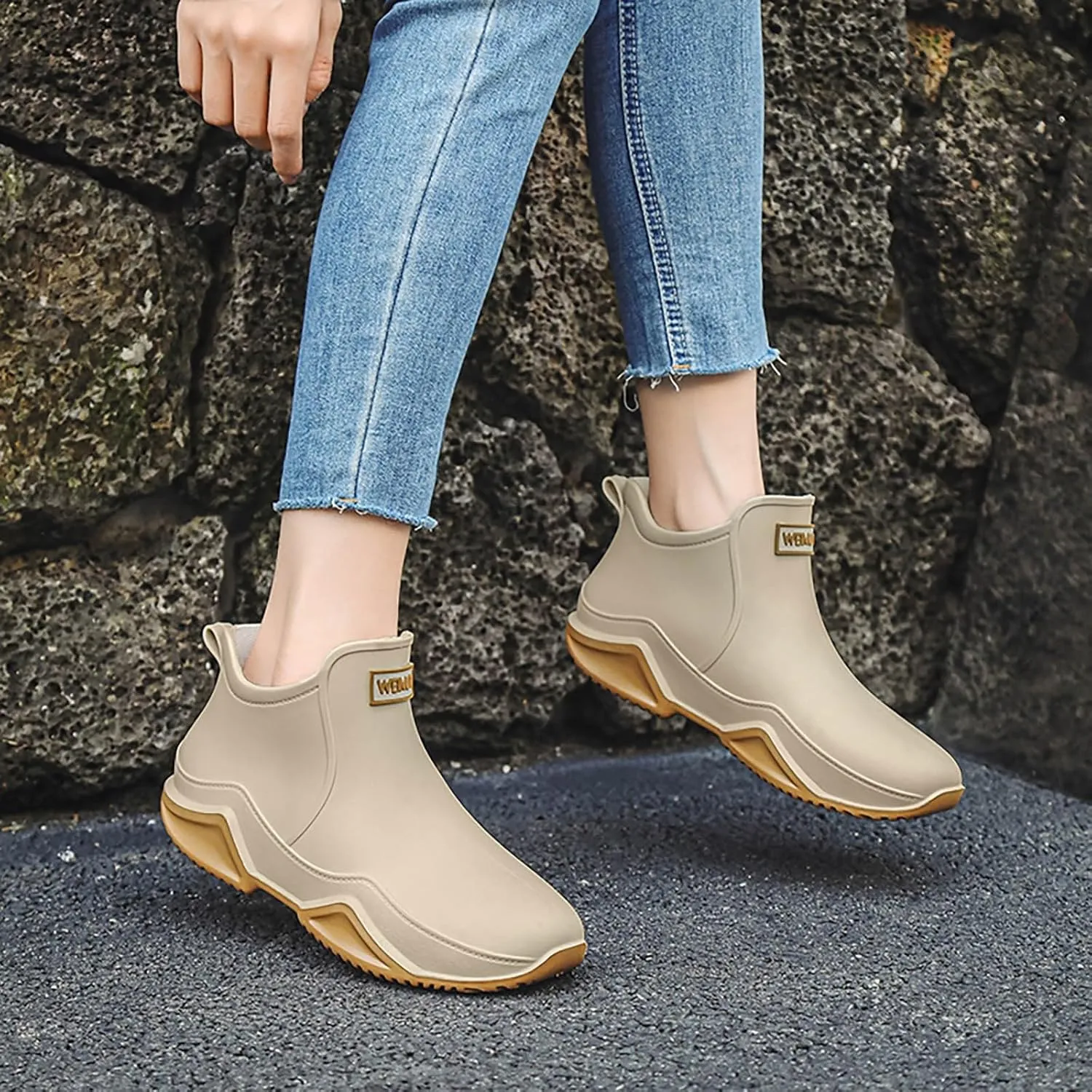 Waterproof Non-Slip Rain Boots for Outdoor, Man Women's Short Rain Boots Anti-Slipping Rainboots for Ladies Lightweight Stylish Ankle Rain Shoes Outdoor Work Booties