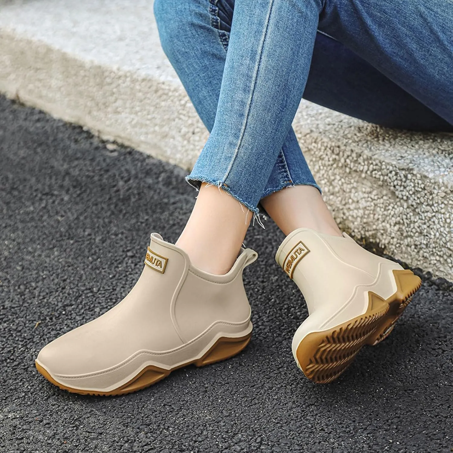 Waterproof Non-Slip Rain Boots for Outdoor, Man Women's Short Rain Boots Anti-Slipping Rainboots for Ladies Lightweight Stylish Ankle Rain Shoes Outdoor Work Booties