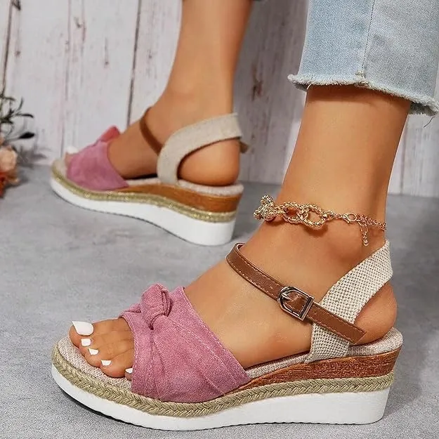 Wedge Sandals For Women Summer Dressy Flat,Ankle Strap Wedge Heels Espadrilles Open Toe Sandals,Orthopedic Sandals For Women,Summer Flat Wedge Heel Fish Mouth Casual Women'S Sandals