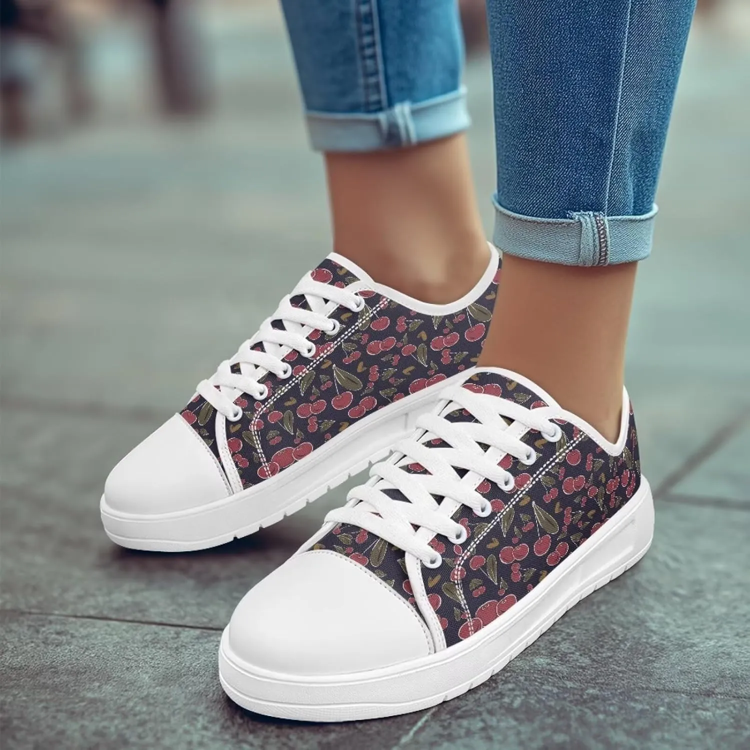 White Sneakers for Women Low Top Canvas Shoes Womens Walking Shoes Women's Fashion Sneaker Lace Up Casual Tennis Shoe