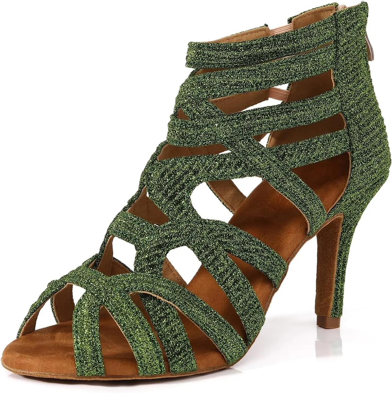 Women Latin Dance Boots Peep Toe Ballrooom Salsa Performance Professional Ankle Dance Shoes Dance Heels