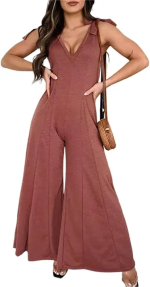 Women Street One Bodysuit Color V Neck Jumpsuit Slim Sleeveless Strap Pants Overall
