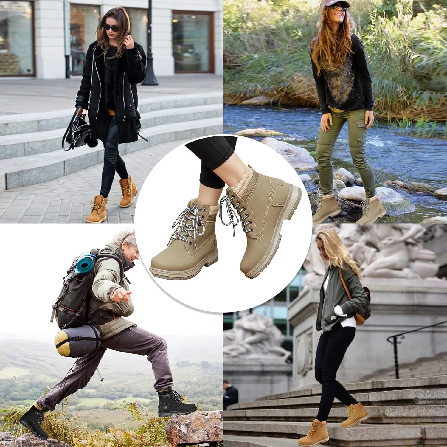 Women Winter Work Boots - Waterproof Hiking Outdoor Lightweight Construction Composite Comfortable Fur