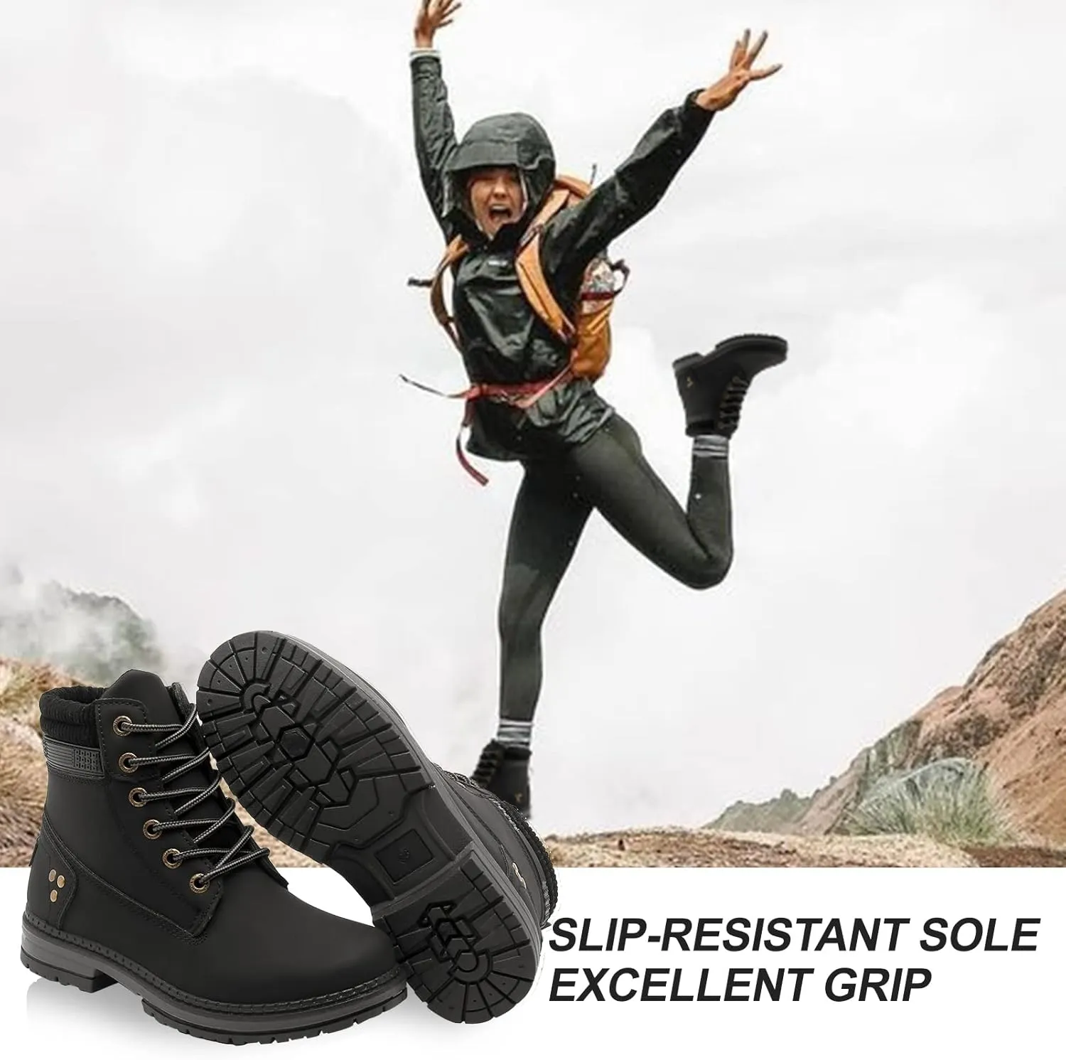 Women Winter Work Boots - Waterproof Hiking Outdoor Lightweight Construction Composite Comfortable Fur