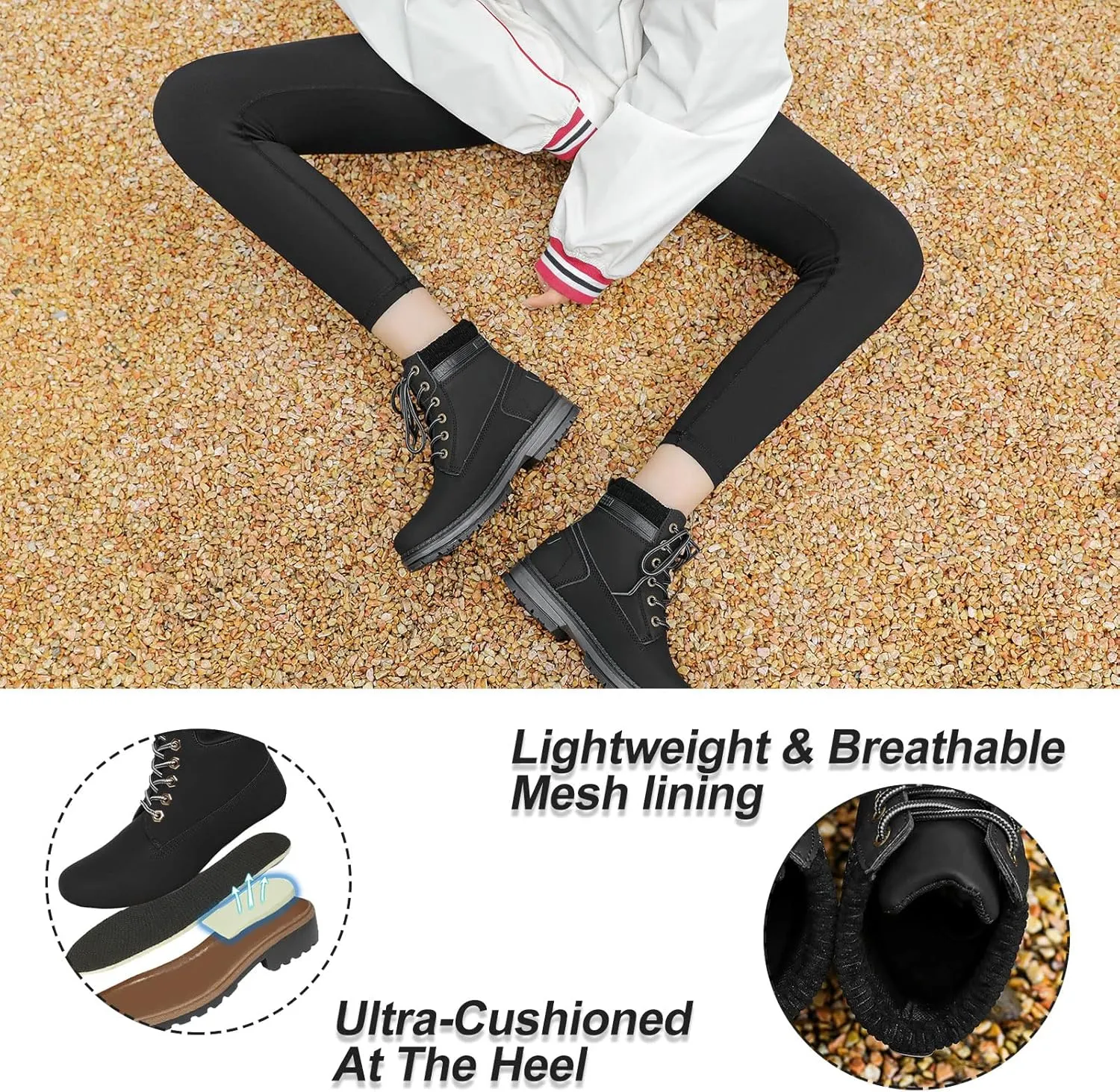 Women Winter Work Boots - Waterproof Hiking Outdoor Lightweight Construction Composite Comfortable Fur