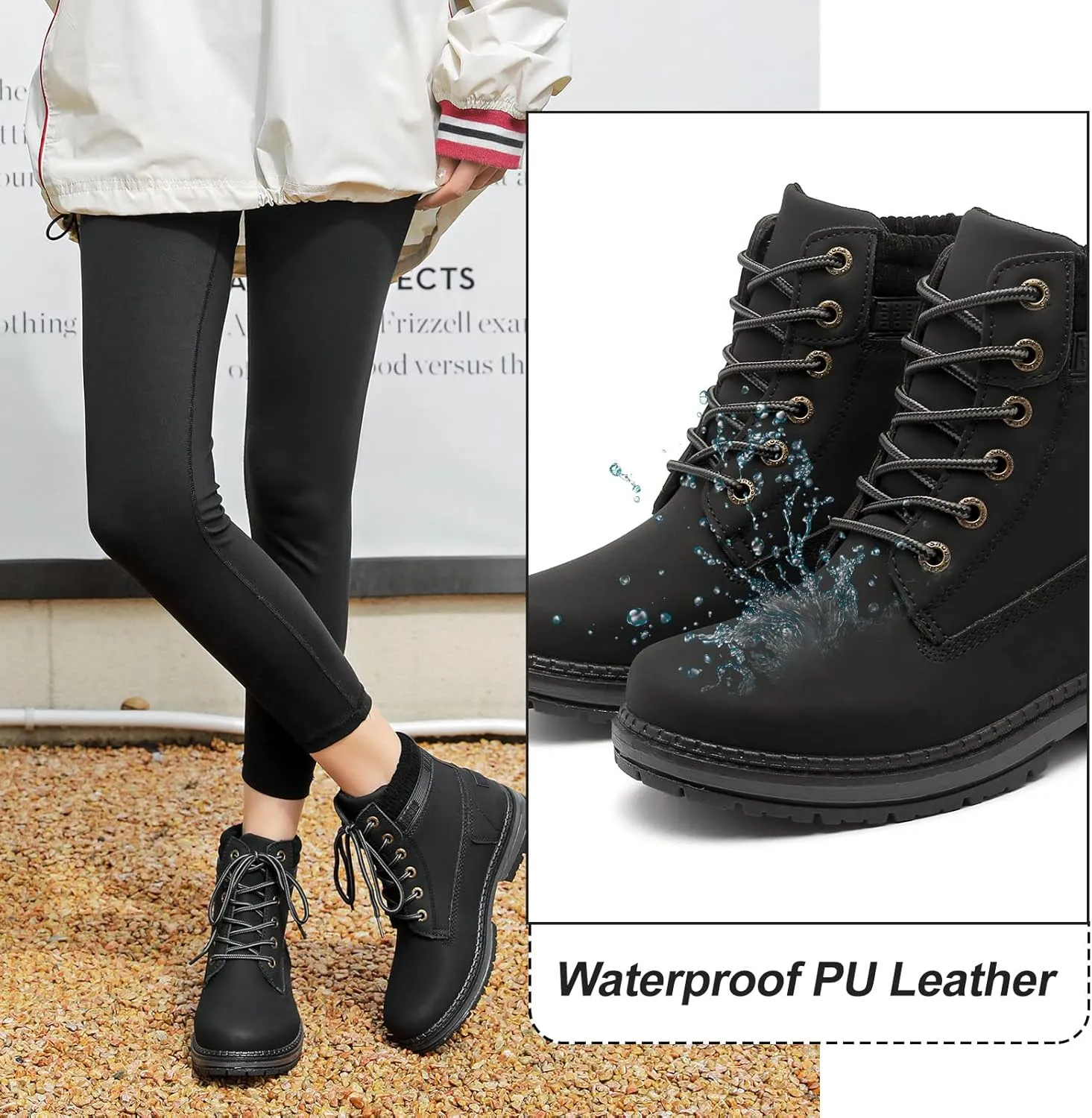 Women Winter Work Boots - Waterproof Hiking Outdoor Lightweight Construction Composite Comfortable Fur