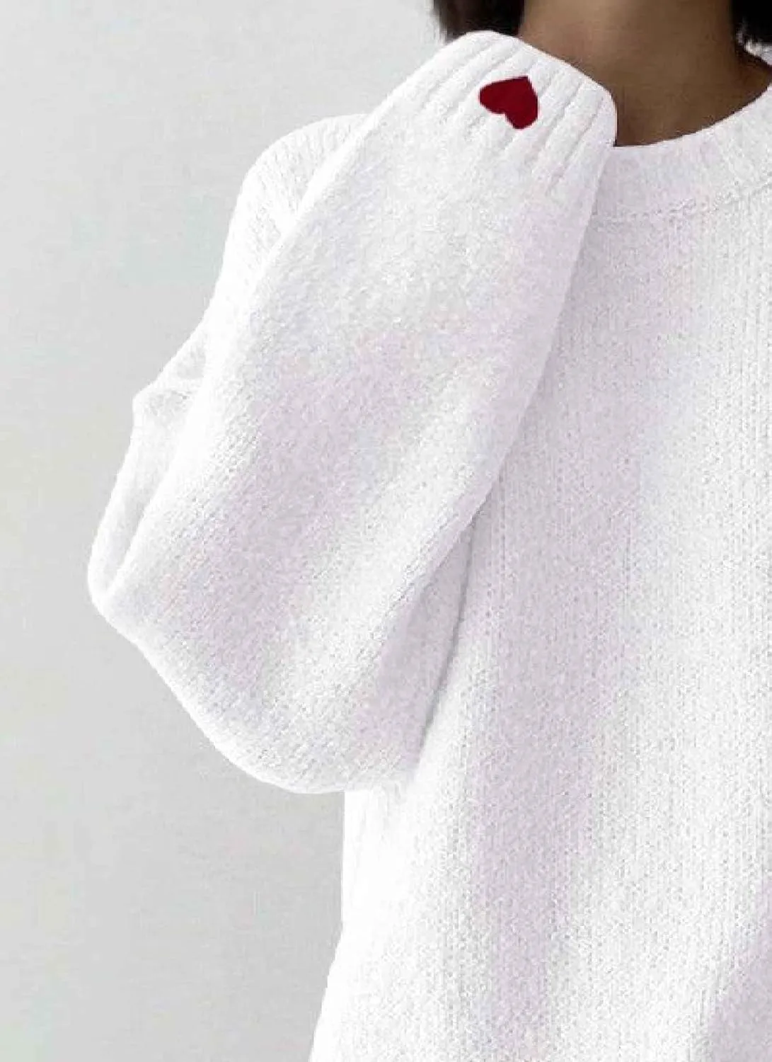 Women's 2024 Fall Fashion Long Sleeve Pullover Knit Heart Shaped Printed Sweaters Trendy Outfits