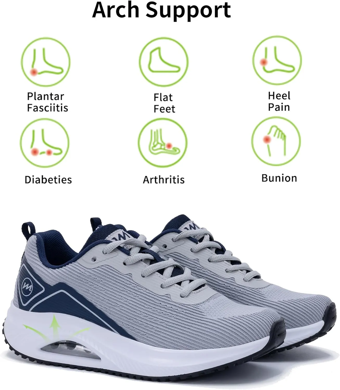 Womens Air Walking Shoes with Arch Support Tennis Orthotic Comfortable Sneakers for Plantar Fasciitis Pain Relief US 6-11