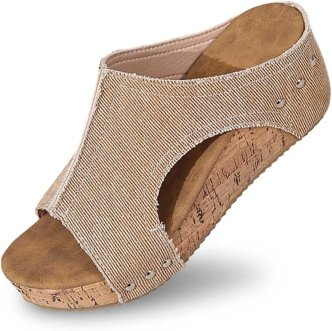 Women's Cloth Platform Wedge Slippers Temperament Non Slip Beach Slippers Sandals for Women 2025