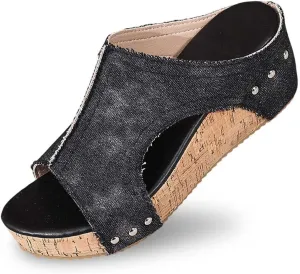Women's Cloth Platform Wedge Slippers Temperament Non Slip Beach Slippers Sandals for Women 2025