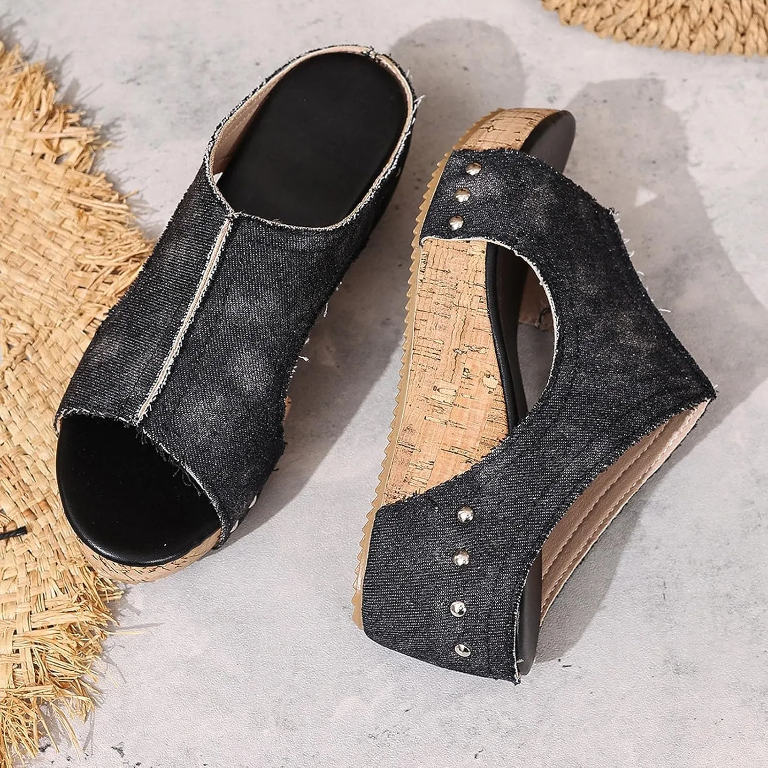Women's Cloth Platform Wedge Slippers Temperament Non Slip Beach Slippers Sandals for Women 2025