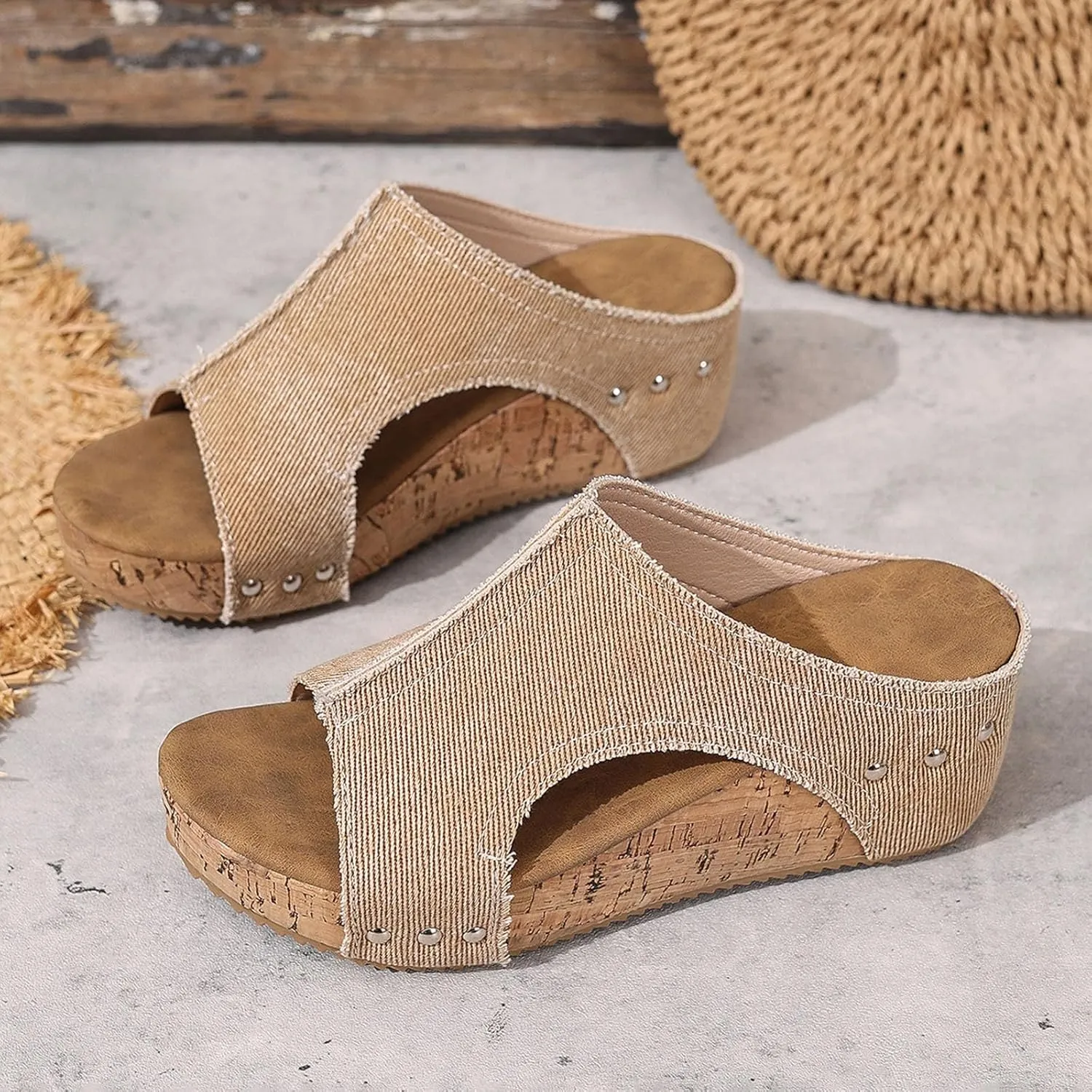 Women's Cloth Platform Wedge Slippers Temperament Non Slip Beach Slippers Sandals for Women 2025