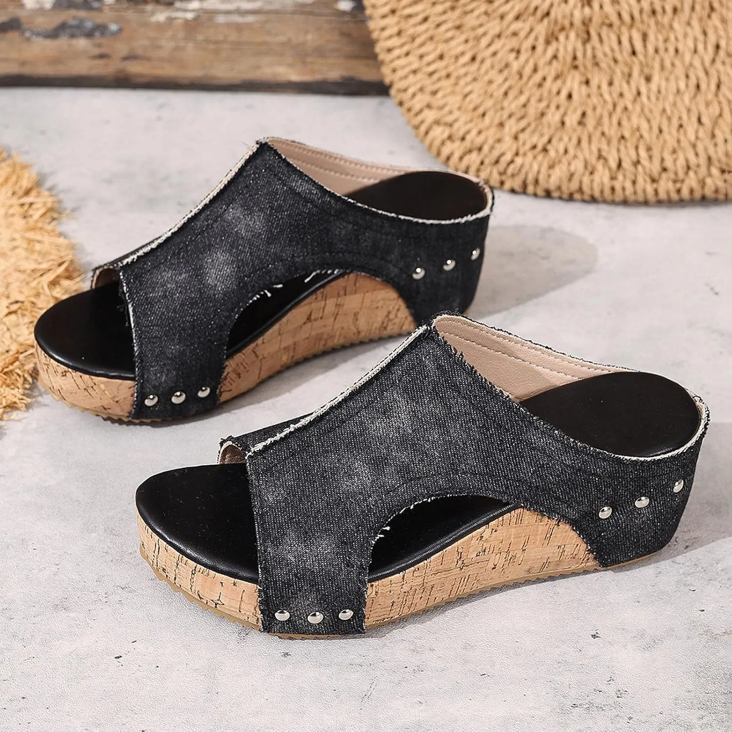 Women's Cloth Platform Wedge Slippers Temperament Non Slip Beach Slippers Sandals for Women 2025