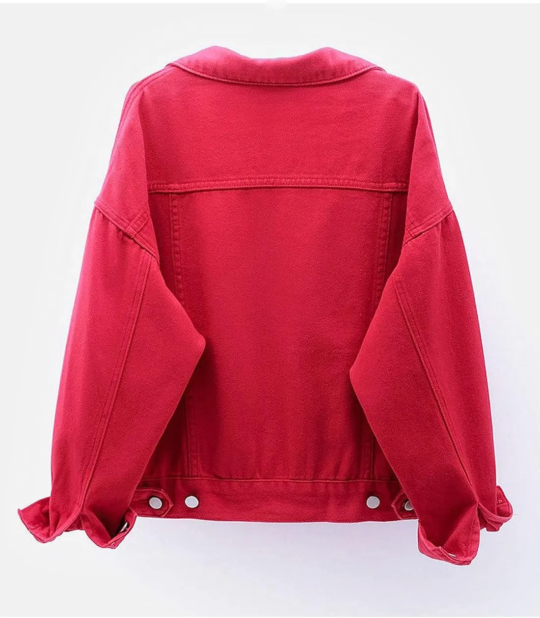 Women's Denim Cotton Button Closed Long Sleeve Solid Color Jacket With Pockets