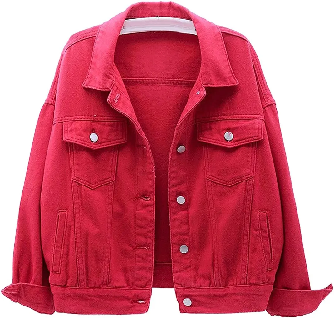 Women's Denim Cotton Button Closed Long Sleeve Solid Color Jacket With Pockets
