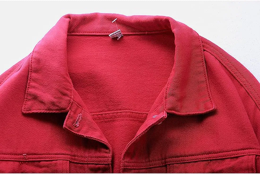 Women's Denim Cotton Button Closed Long Sleeve Solid Color Jacket With Pockets