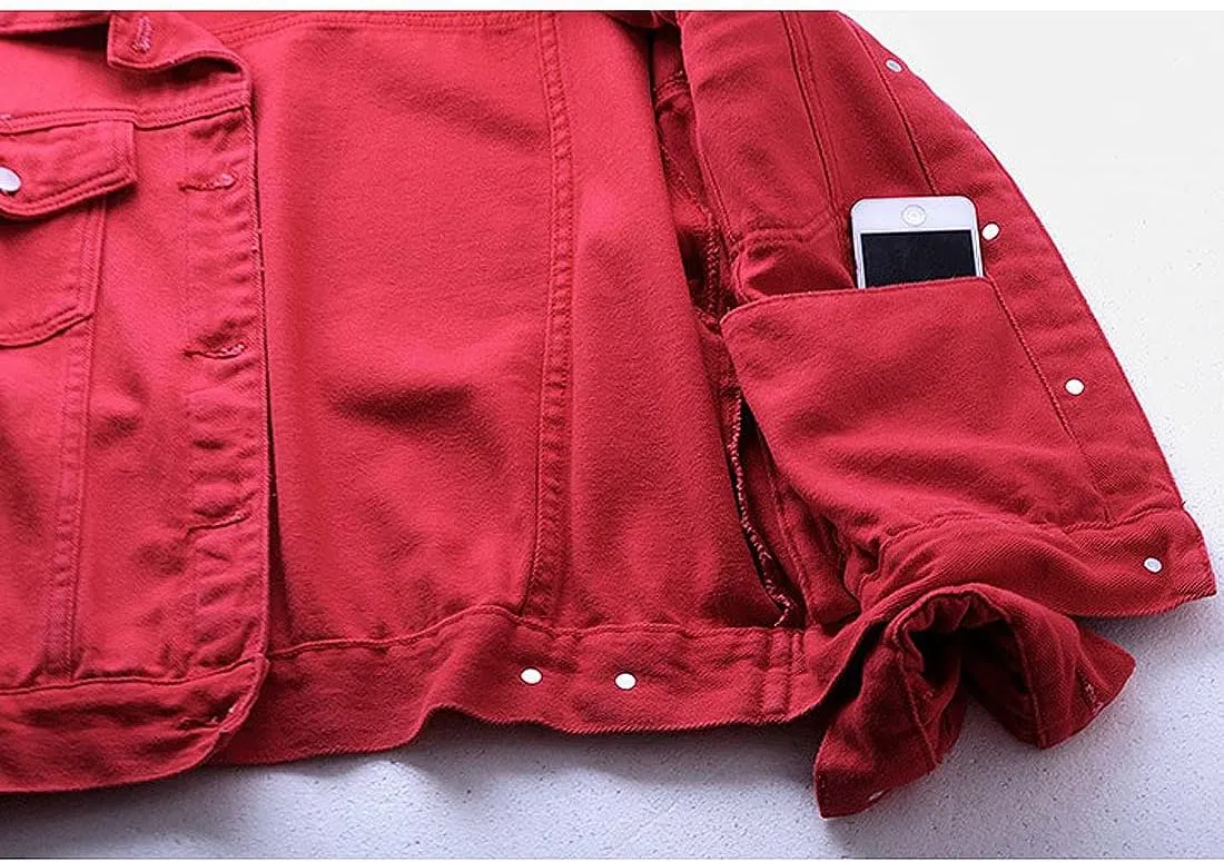 Women's Denim Cotton Button Closed Long Sleeve Solid Color Jacket With Pockets